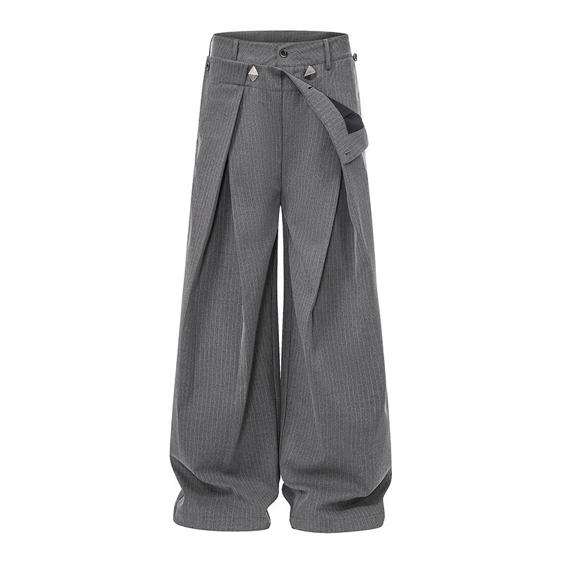 Women Wide High-Waist Culotte Pants with Distinct Pleating and Decorative Button Details Mune Fashion