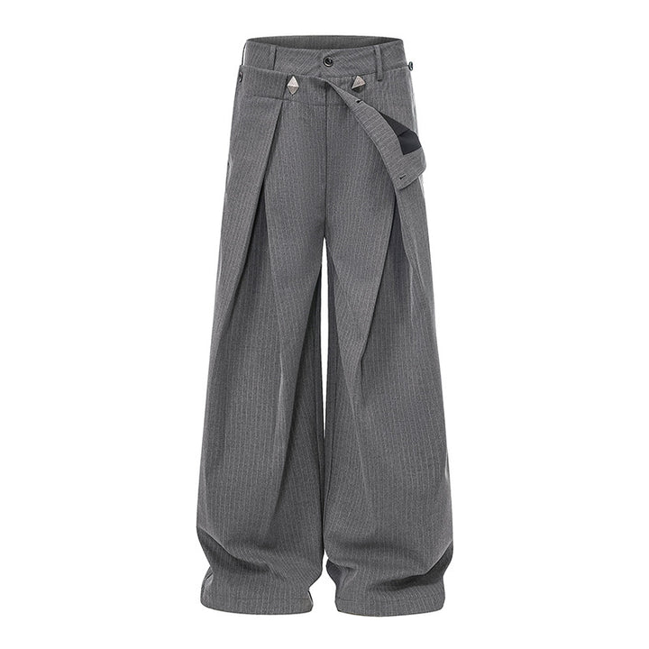 Women Wide High-Waist Culotte Pants with Distinct Pleating and Decorative Button Details Mune Fashion