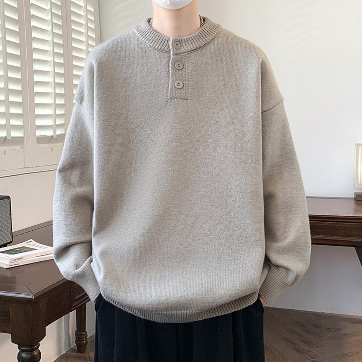 Men's Comfortable Knit Sweater with Button Placket Mune Fashion 1787799372