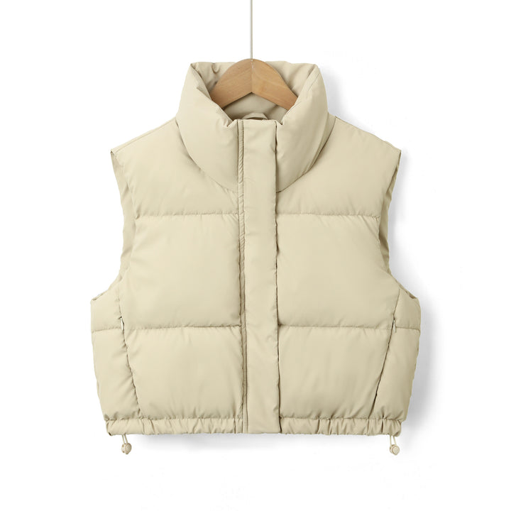Women Padded Quilted Gilet with High Stand-Up Collar Mune Fashion