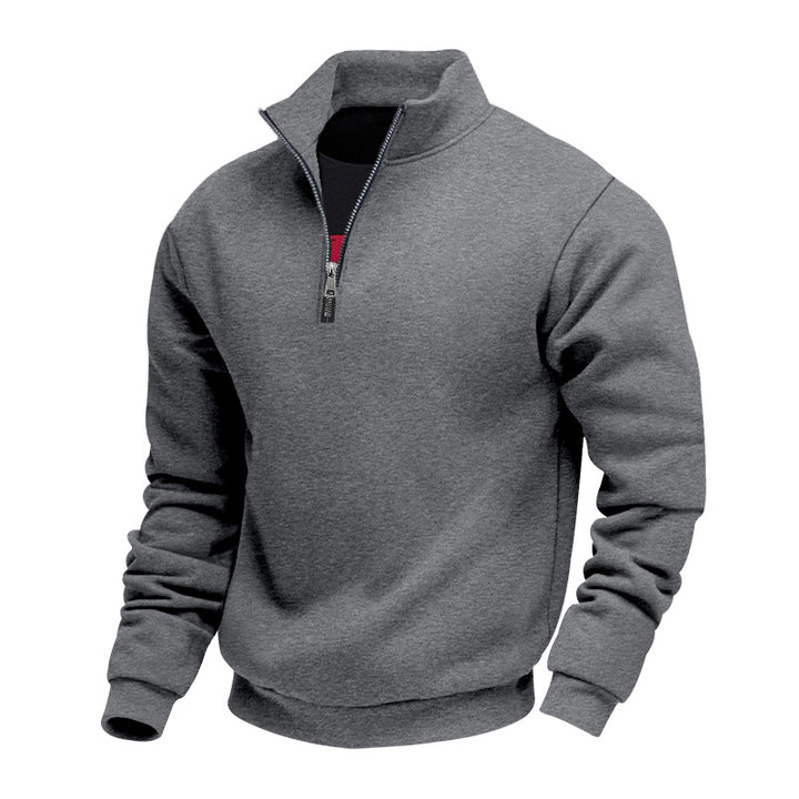 Men's classic half-zip sweater with stand-up collar, brushed fleece lining and elastic ribbed cuffs Mune Fashion