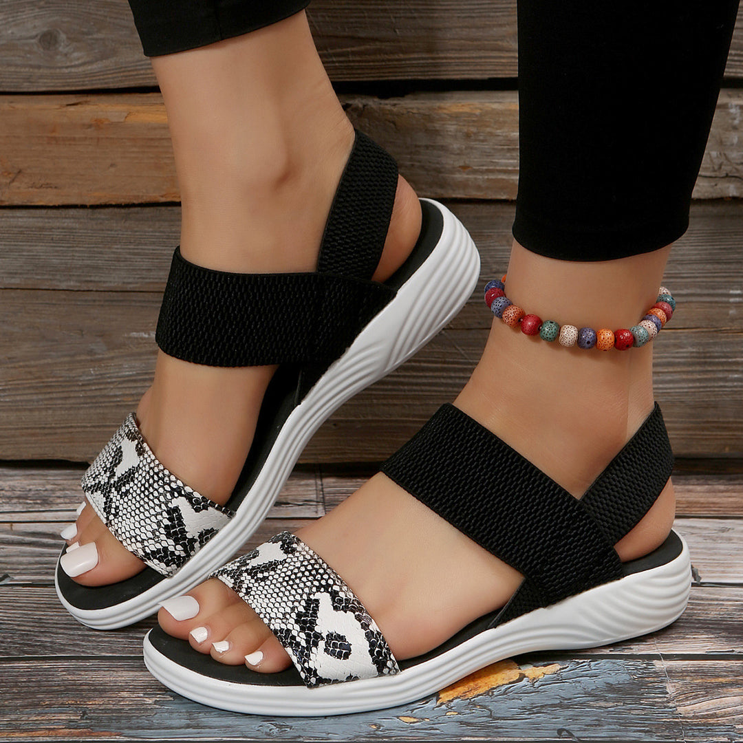 Damen Strick‑Sandalen mit elastischen Riemen und dämpfender Plateau‑Sohle Mune Fashion