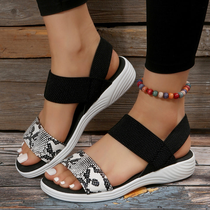 Damen Strick‑Sandalen mit elastischen Riemen und dämpfender Plateau‑Sohle Mune Fashion