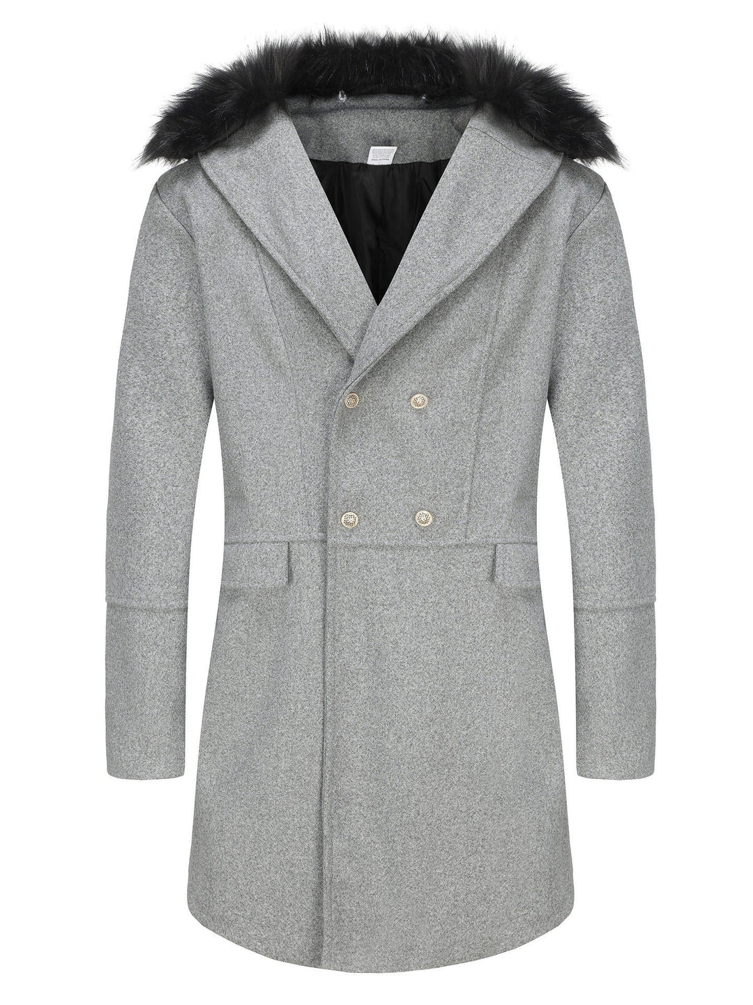 Men's Elegant Wool Jacket with Faux Fur Collar Mune