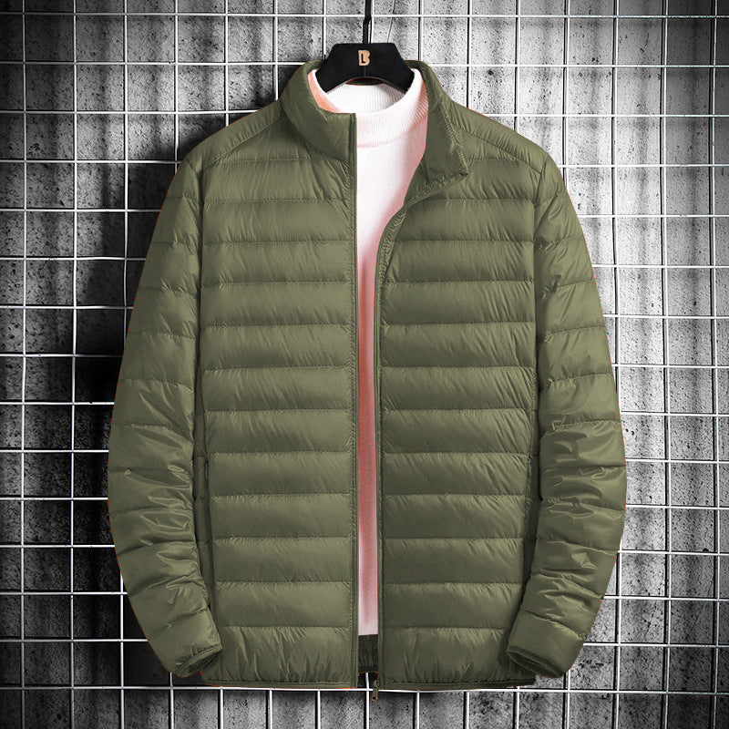 Men's Lightweight Quilted Insulated Padded Jacket with Stand-Up Collar and Pack Function Mune Fashion