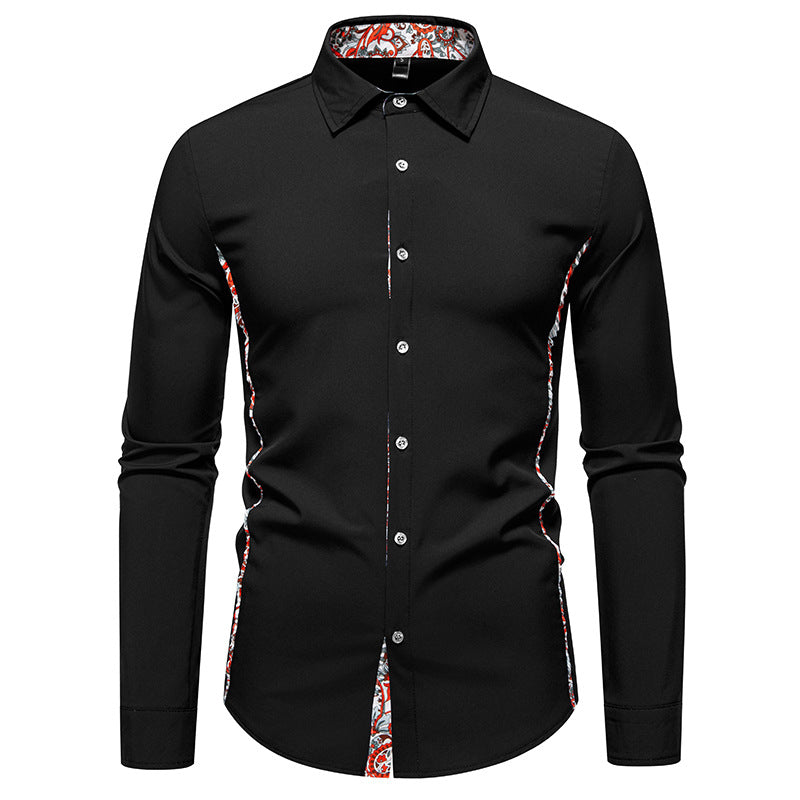 Men's Elegant Fitted Business Shirt with Contrasted Interior Placket and Paisley Detail Mune Fashion