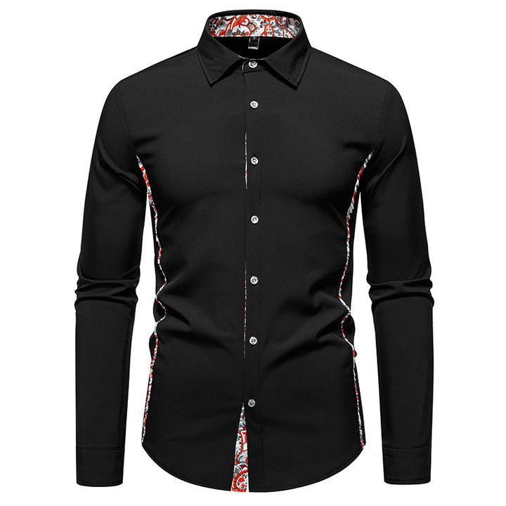 Men's Elegant Fitted Business Shirt with Contrasted Interior Placket and Paisley Detail Mune Fashion