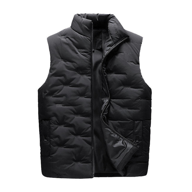 Men's Lightweight Thermal Quilted Vest with High Collar, Windproof Microfiber Shell, and Concealed Zipper Pockets Mune Fashion
