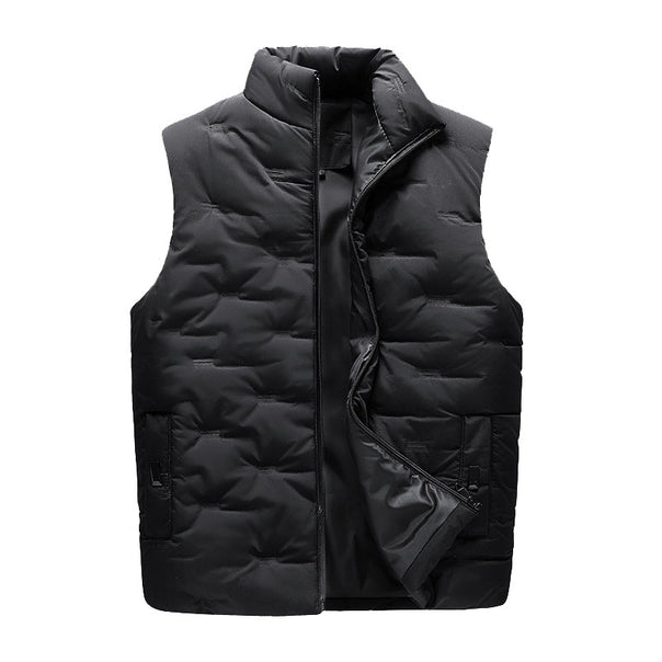 Men's Lightweight Thermal Quilted Vest with High Collar, Windproof Microfiber Shell, and Concealed Zipper Pockets Mune Fashion