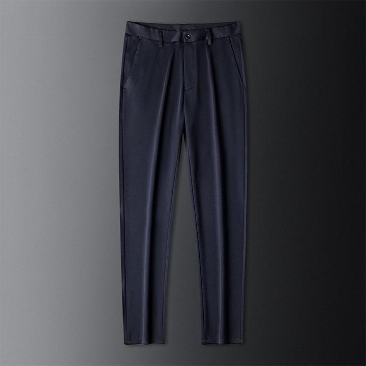 Men's Slim Stretch Suit Pants with Crease and Hidden Hook Closure Mune Fashion