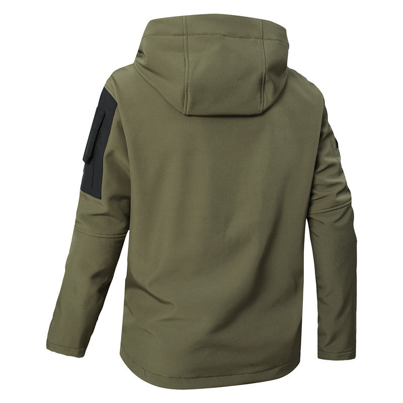 Men's Softshell Tactical Jacket with Fleece Lining, Hood and Multifunctional Pockets Mune Fashion