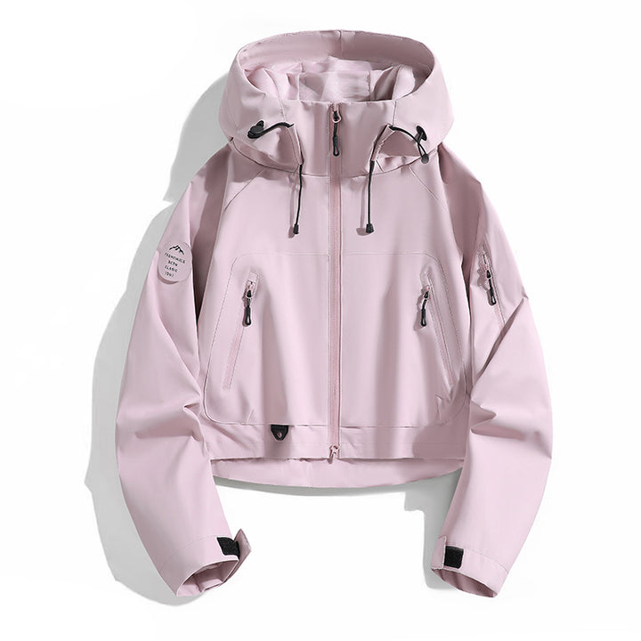 Women’s Sporty Outdoor Jacket with Adjustable Hood Drawstring Mune Fashion