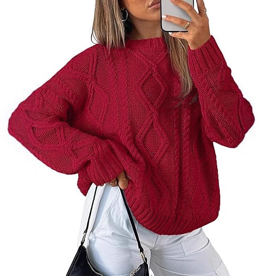 Women Oversized Cable Knit Sweater made of coarse knit Drune