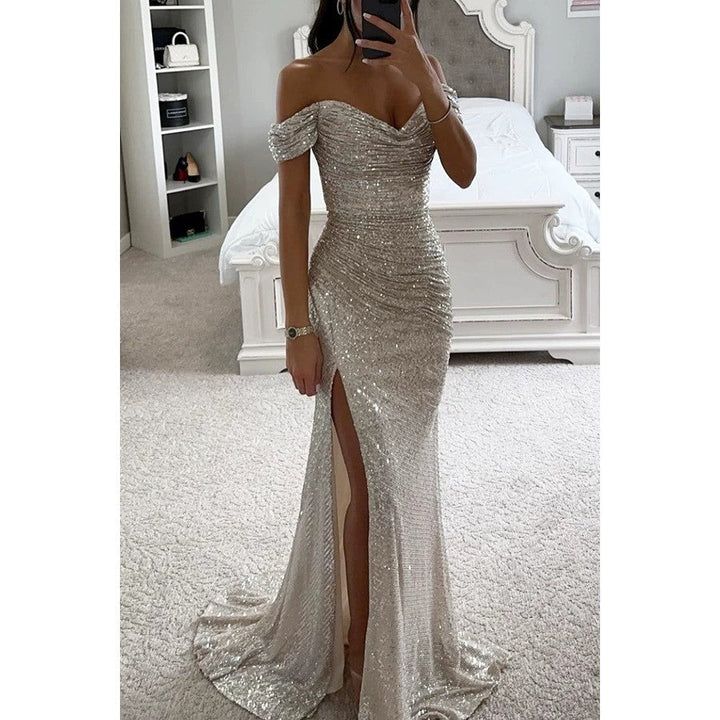 Women's Evening Dress with Shimmering Sequins Mune