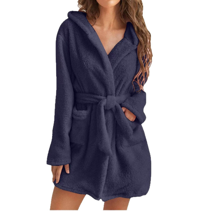 Women's Snuggly Fleece Bathrobe with Hood Mune