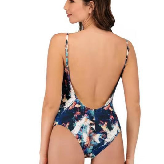 Ladies one-piece swimsuit with floral art design Mune Fashion