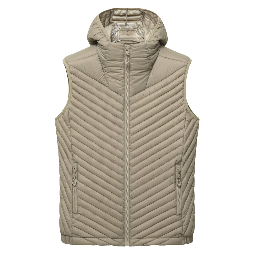 Women's ultralight quilted hooded vest with thermal filling and high standing collar Mune Fashion