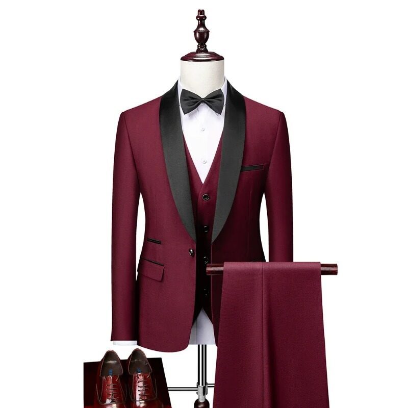Men's tailor-made tuxedo with shawl collar, vest, and elegant evening trousers Mune Fashion