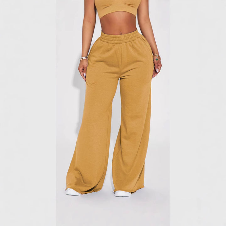 Women wide High-Waist lounge pants with elastic waistband and practical side pockets Mune Fashion
