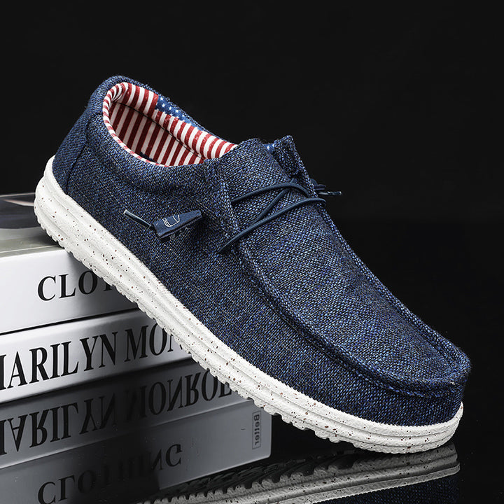 Unisex nan mélange knitted moccasin slipper with elastic drawstring and cushioned EVA sole Mune Fashion