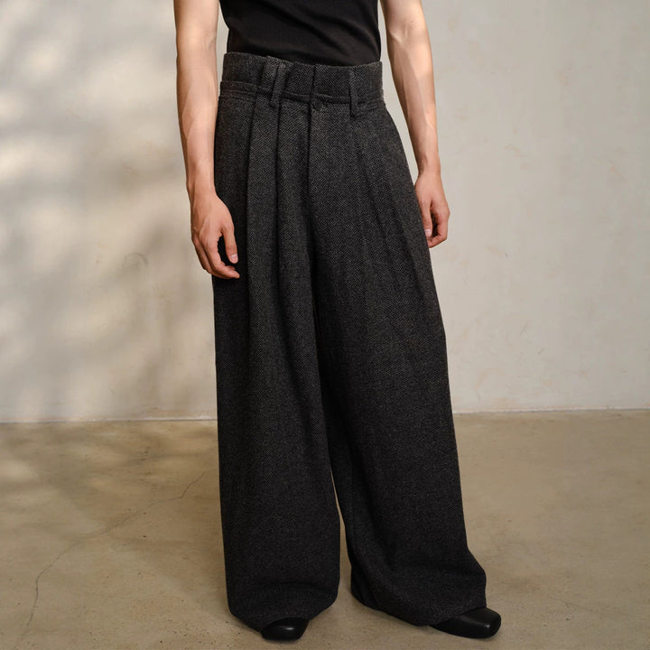 Ladies Wide-Cut Wool Trousers Mune Fashion