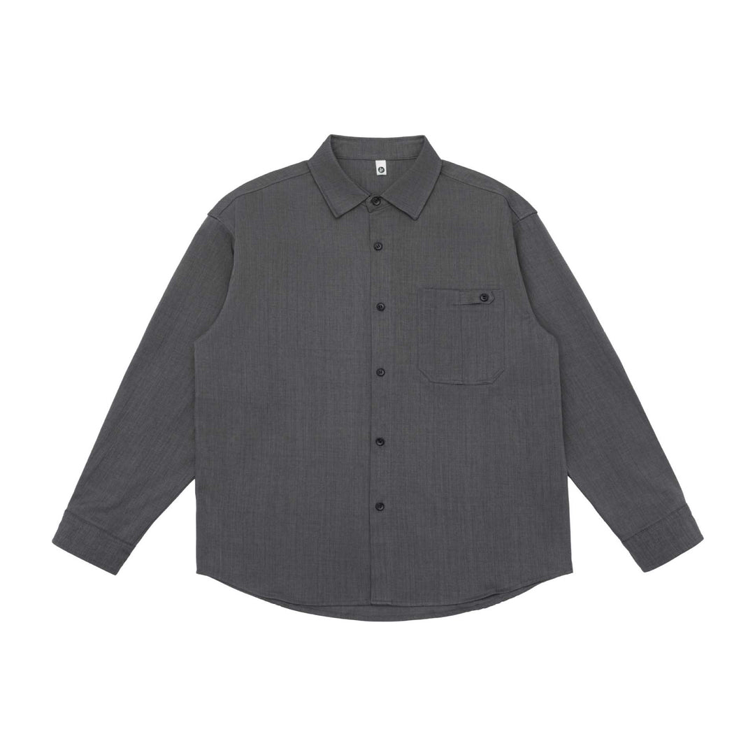 Unisex Oversize Shirt Jacket in a minimalist workwear style with rounded hem and chest flap pocket Mune Fashion