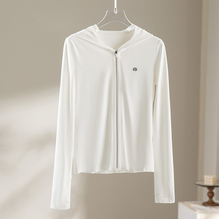 Women's Ultra-Light UV Protection Hooded Jacket with Full Zip and Thumb Loops Mune Fashion