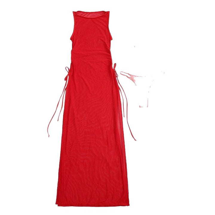 Women’s Sporty Maxi Dress with Adjustable Side Ties Mune Fashion