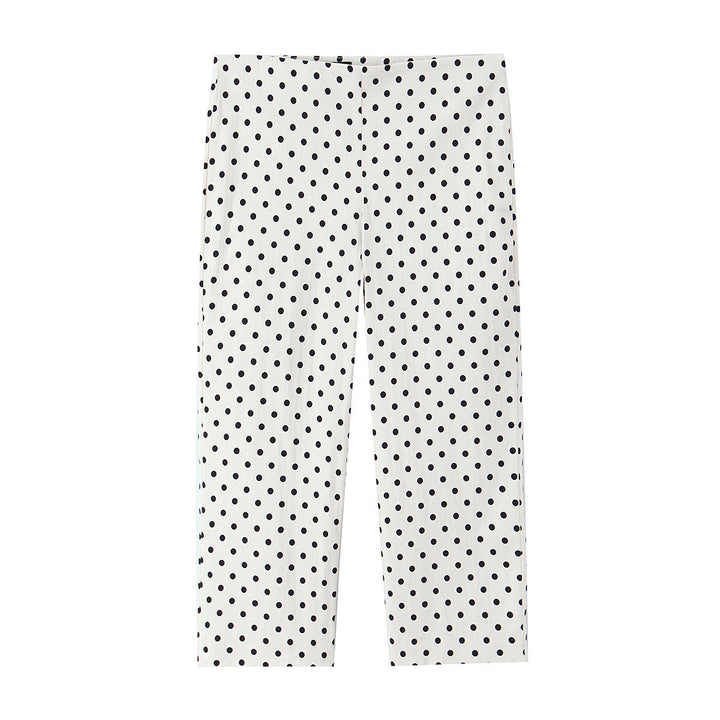 Women Cropped Palazzo Pants with High Waist, Wide Leg and Dot Pattern Mune Fashion