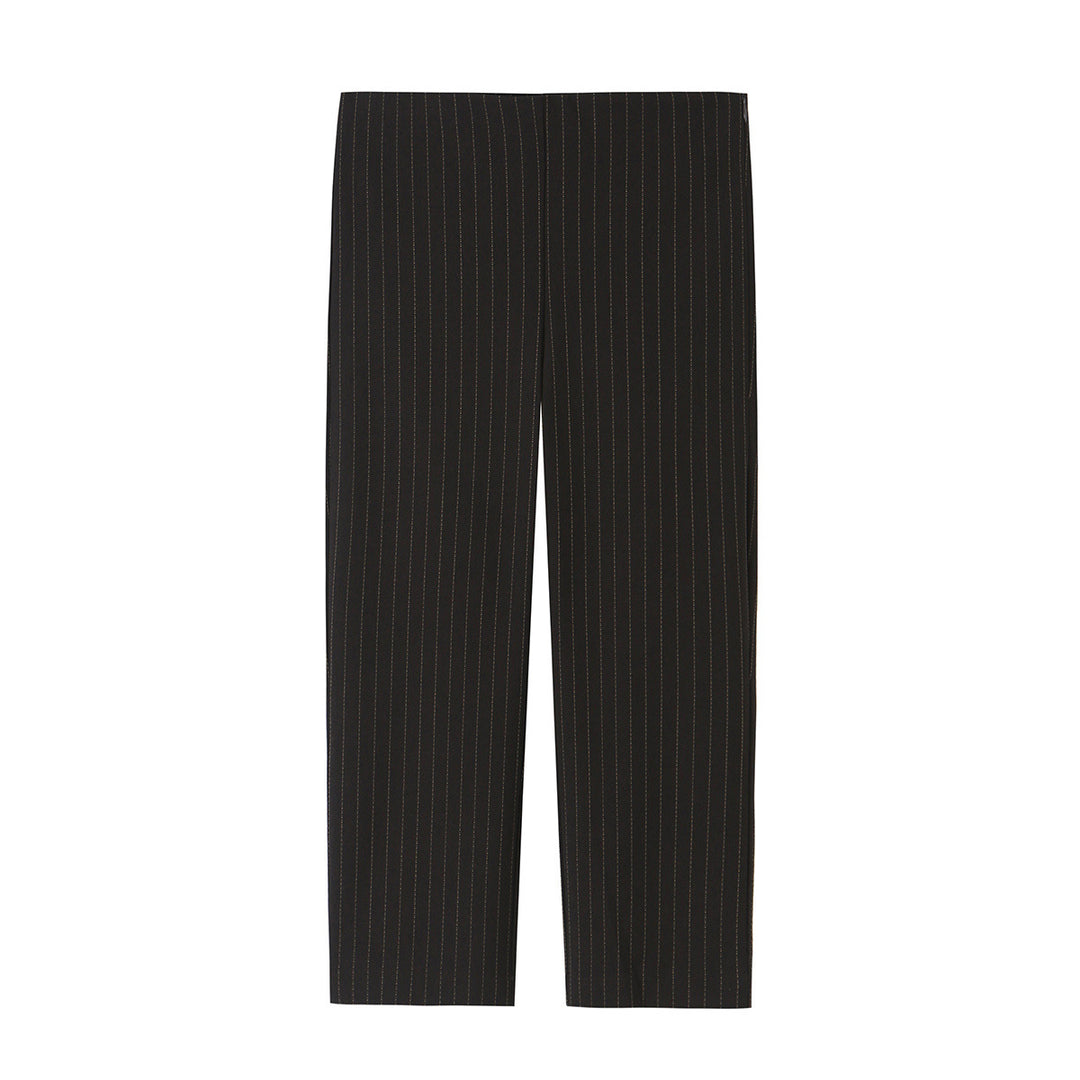 Women's high-waisted straight-cut pinstripe trousers with cropped length Mune Fashion