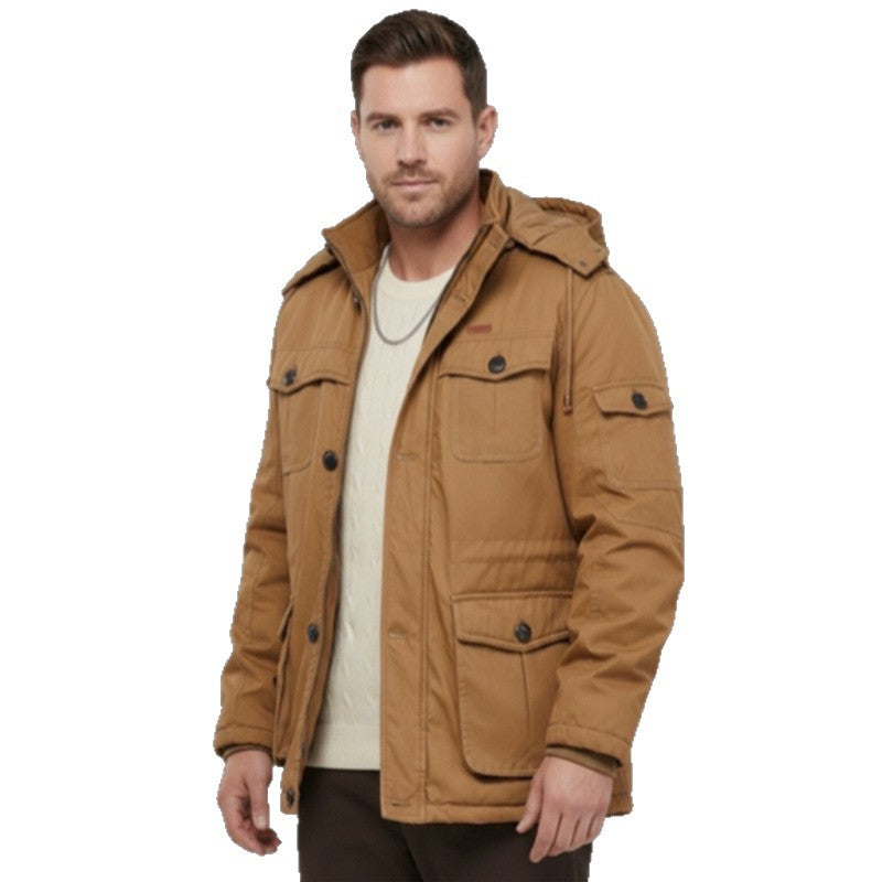 Men's Padded Winter Parka with Hood and Multifunctional Pockets Mune Fashion