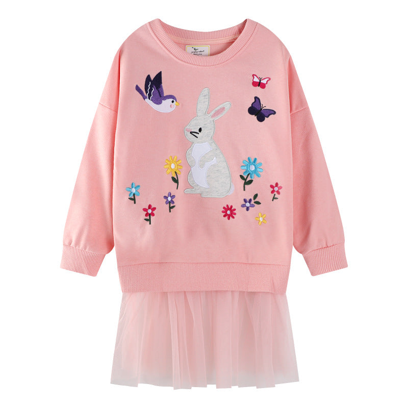 Girls sweatshirt with tulle skirt and animal appliqué Mune Fashion