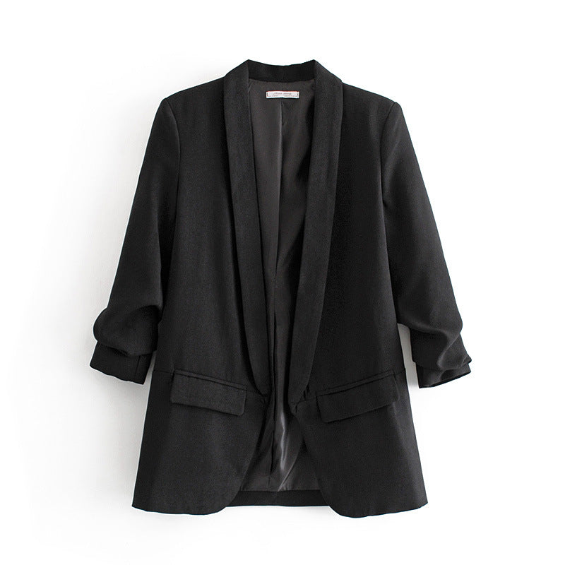 Ladies nan tailored blazer with shawl collar and three-quarter sleeves Mune Fashion