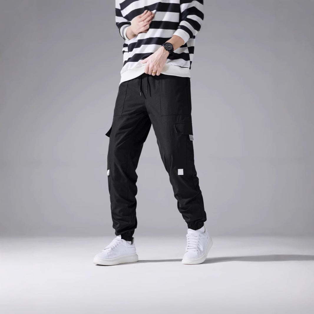 Men's cargo joggers with elastic ankle cuffs, multiple pockets & reflective applications Mune Fashion