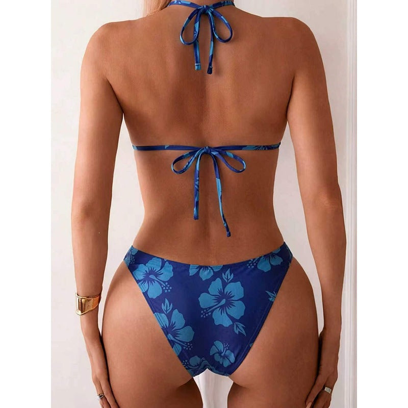 Women Triangle Bikini Set with Floral Design Mune Fashion