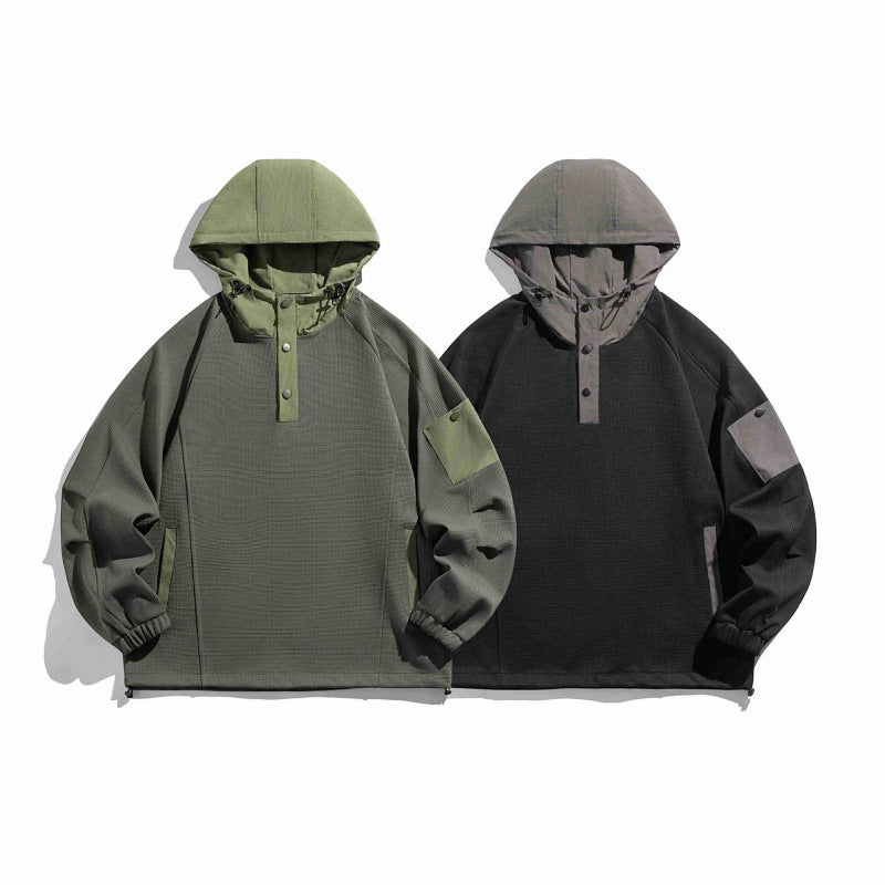 Unisex Technical Hoodie in Oversized Cut with Henley Placket, Patch Pocket and Drawstring Mune Fashion