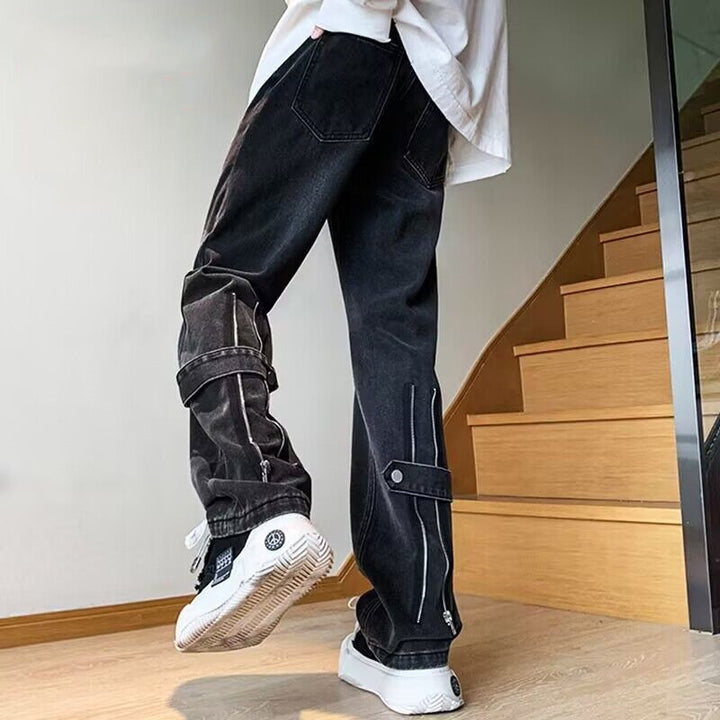 Men's Fashion Cargo Jeans with Zipper Details Mune Fashion