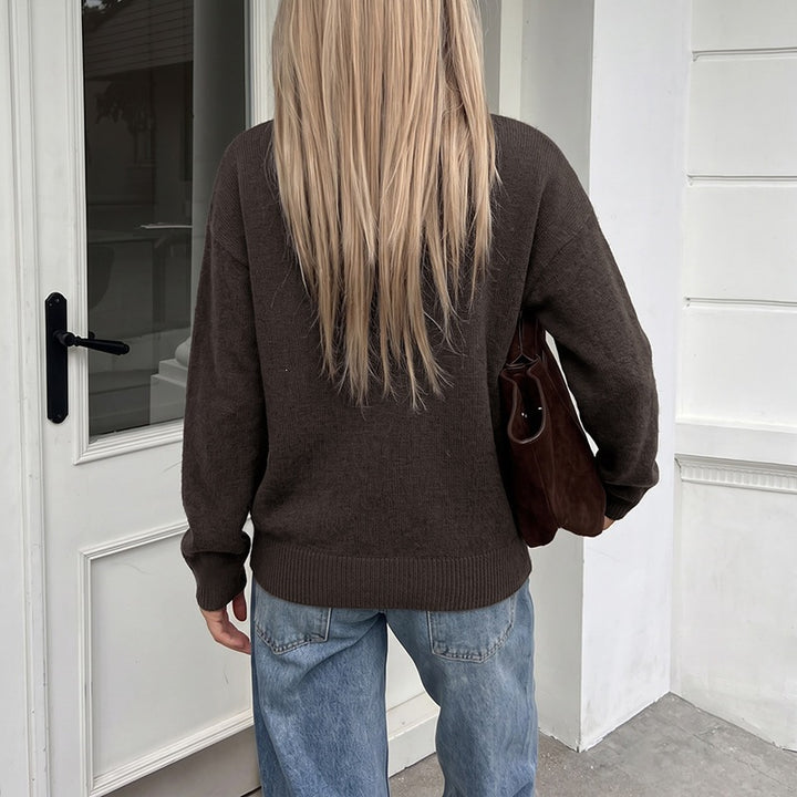 Ladies Cozy Knit Cardigan with Button and Pocket Details Mune Fashion