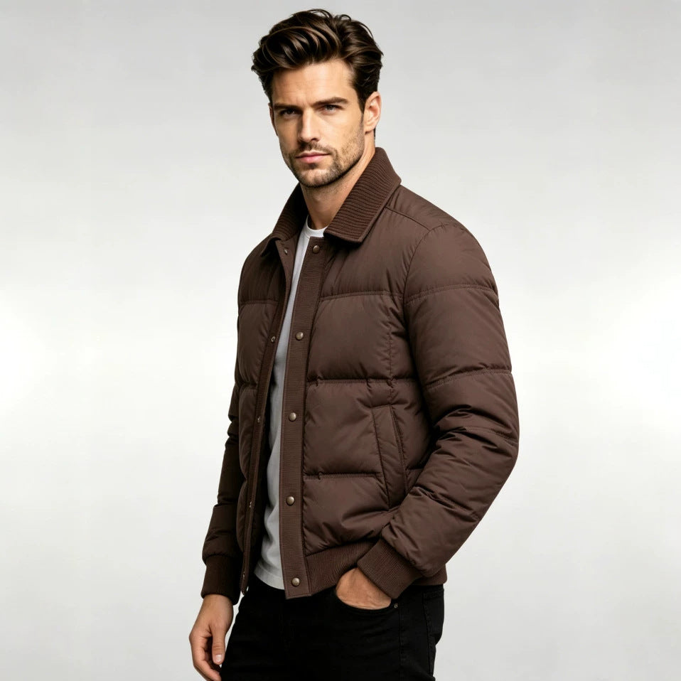 Men's Fashion Padded Jacket with High Collar