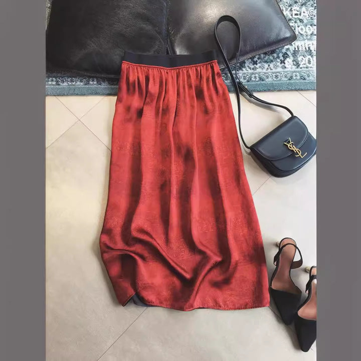 Women Elegant Midi Skirt with Swinging Hem Mune Fashion