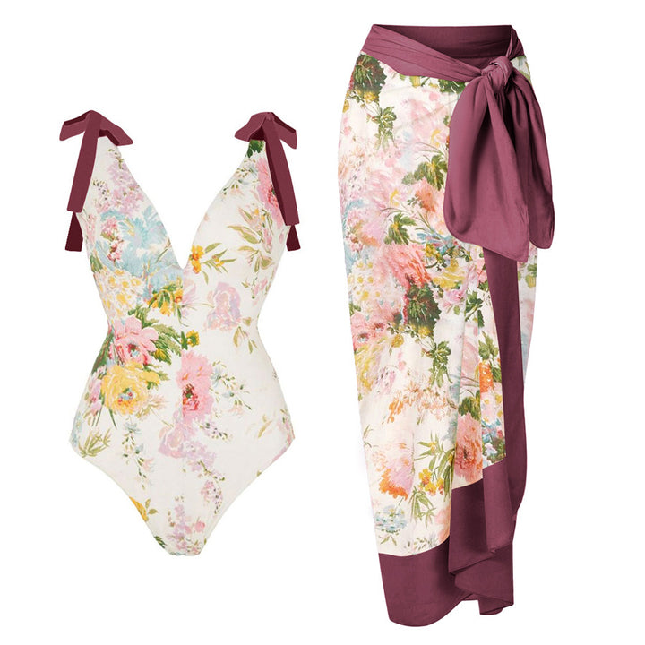 Women's swimsuit with floral design and stylish wrap pants Mune Fashion