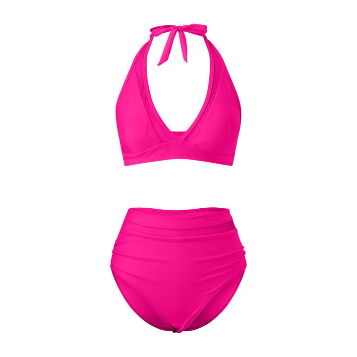 Women's High-Waisted Swimwear Set with Stylish Halter Top Mune Fashion