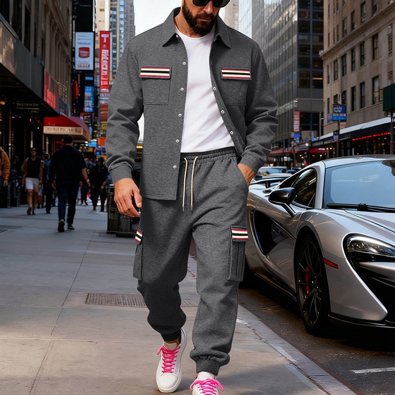 Men's Urban Two-Piece Utility Jogging Set with Overshirt and Cargo Pants Mune Fashion