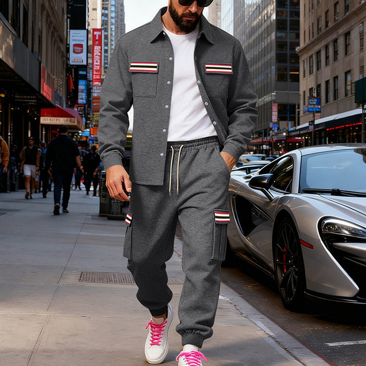 Men's Urban Two-Piece Utility Jogging Set with Overshirt and Cargo Pants Mune Fashion