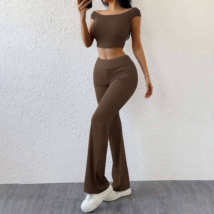 Women Comfortable Set of Crop Top and Flared Pants Mune Fashion