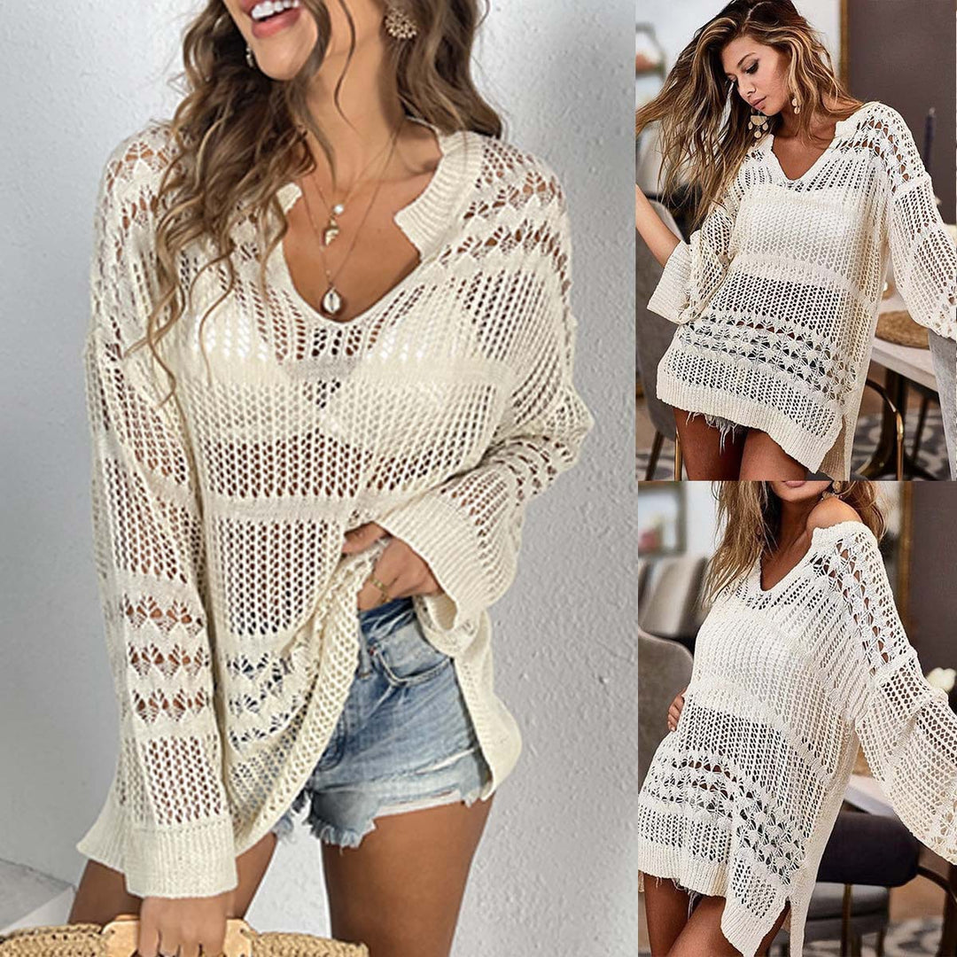 Women's modern knit pullover with transparent design Mune Fashion