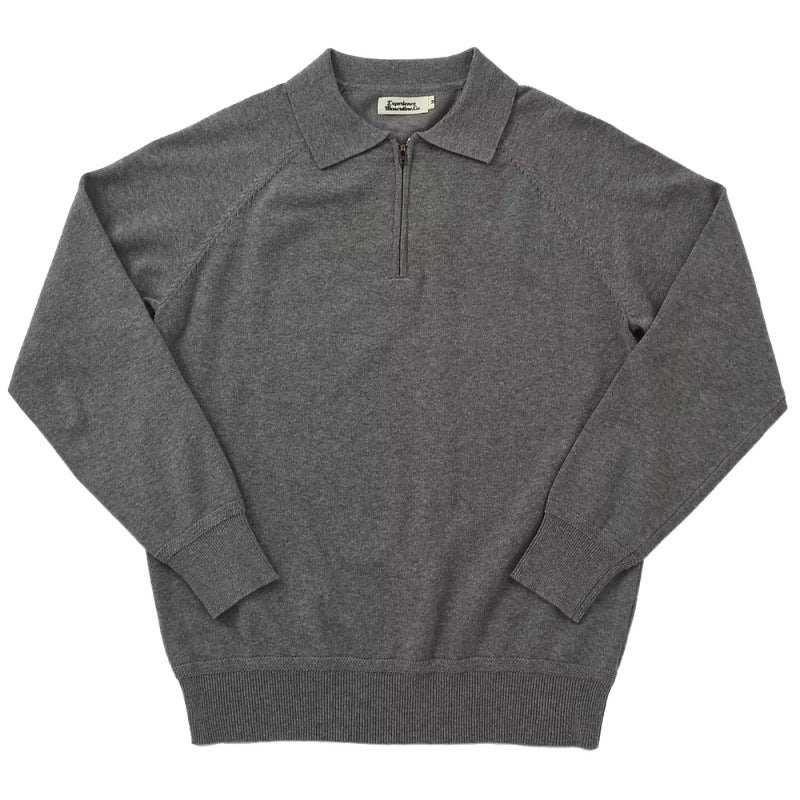 Men's Fine Half-Zip Polo Sweater made of fine knit with polo collar and ribbed cuffs Mune Fashion