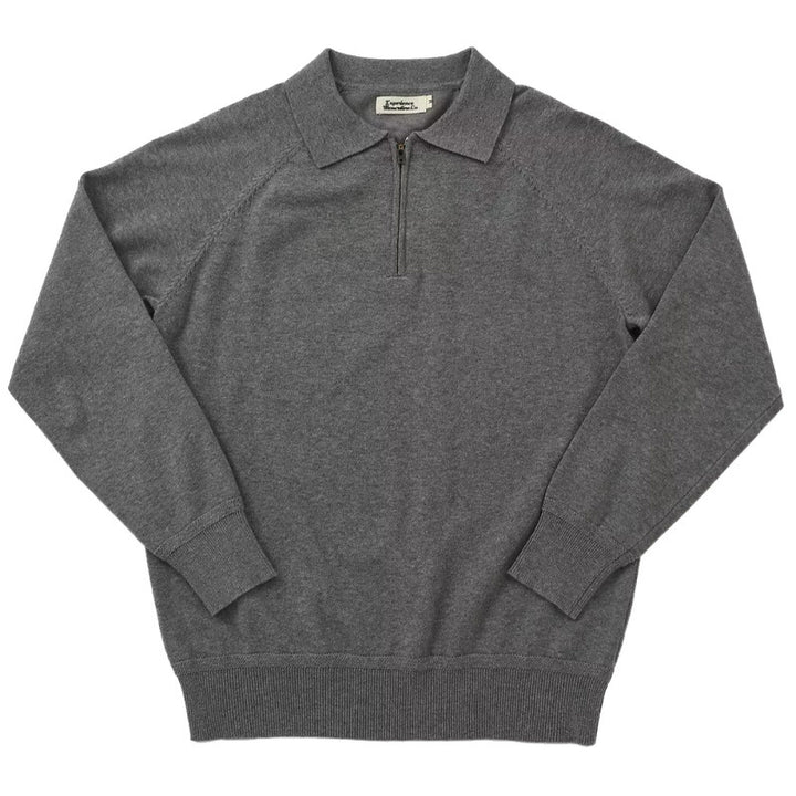 Men's Fine Half-Zip Polo Sweater made of fine knit with polo collar and ribbed cuffs Mune Fashion