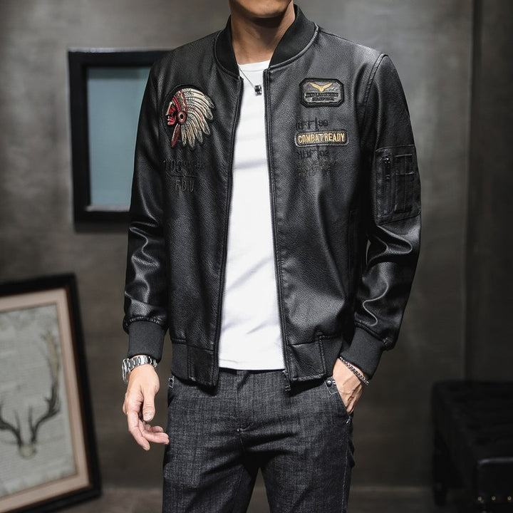 Men's Fashion Bomber Jacket with Shoulder Patches Mune Fashion