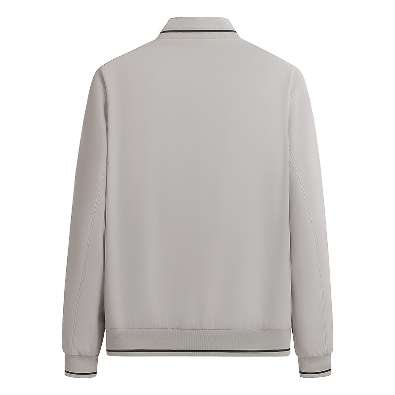 Men's Lightweight Bomber Jacket with Stand Collar, Zipper & Patterned Satin Lining Mune Fashion